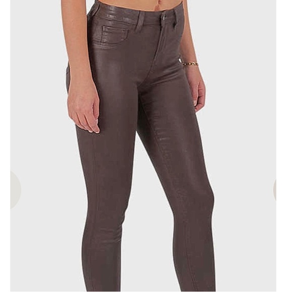 New Free People Jeans Brown Faux Leather Jeans Size 26 - Picture 1 of 17